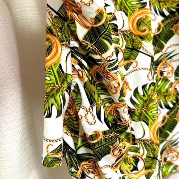 NWOT K. Jordan Leaf Print Criss Cross Back Nylon & Spandex Tankini Top Size 1X - Picture 5 of 8